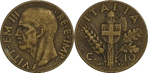 이탈리아 1940년 10 Centesimi
