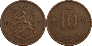 핀란드 1924년 10 페니아